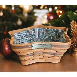 Longaberger Christmas 2001 Edition Shining Star Basket With Liner & Protector
